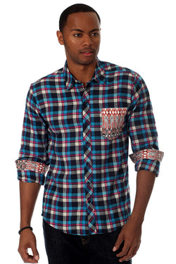 Do Nothing Black & Blue Gotchya Button Up thumbnail 1