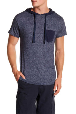 Pop Icon Navy Colby Short Sleeve Hoodie T-Shirt thumbnail 1
