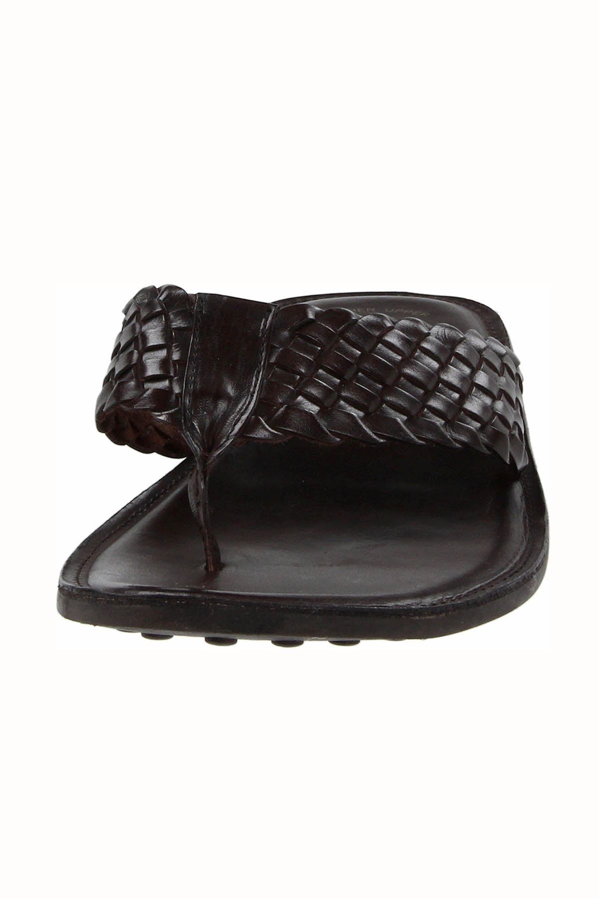 GBX Dark-Brown Leather Vamp Thong Sandal