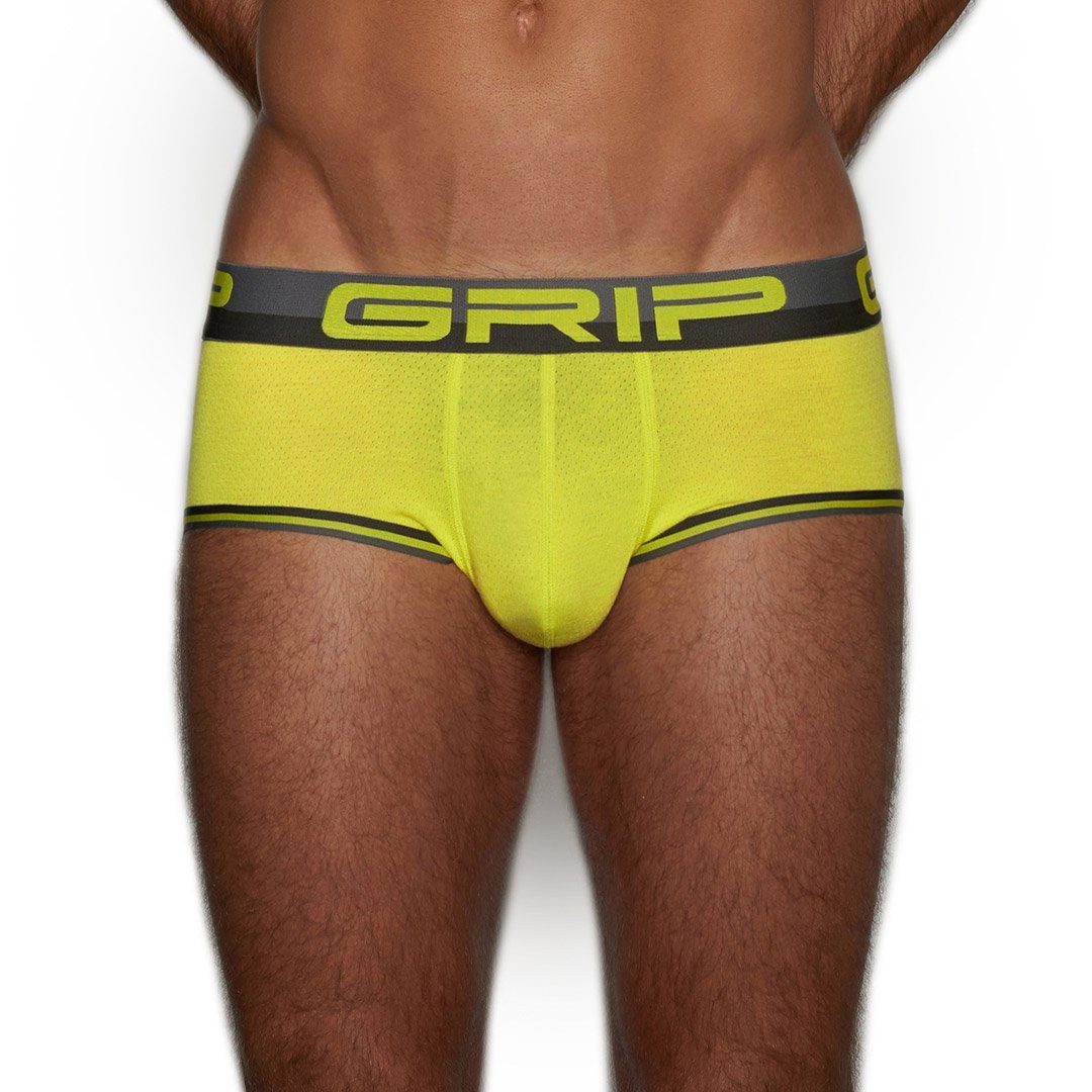 c-IN2 Sulphur Yellow Grip Mesh Mide Rise Brief