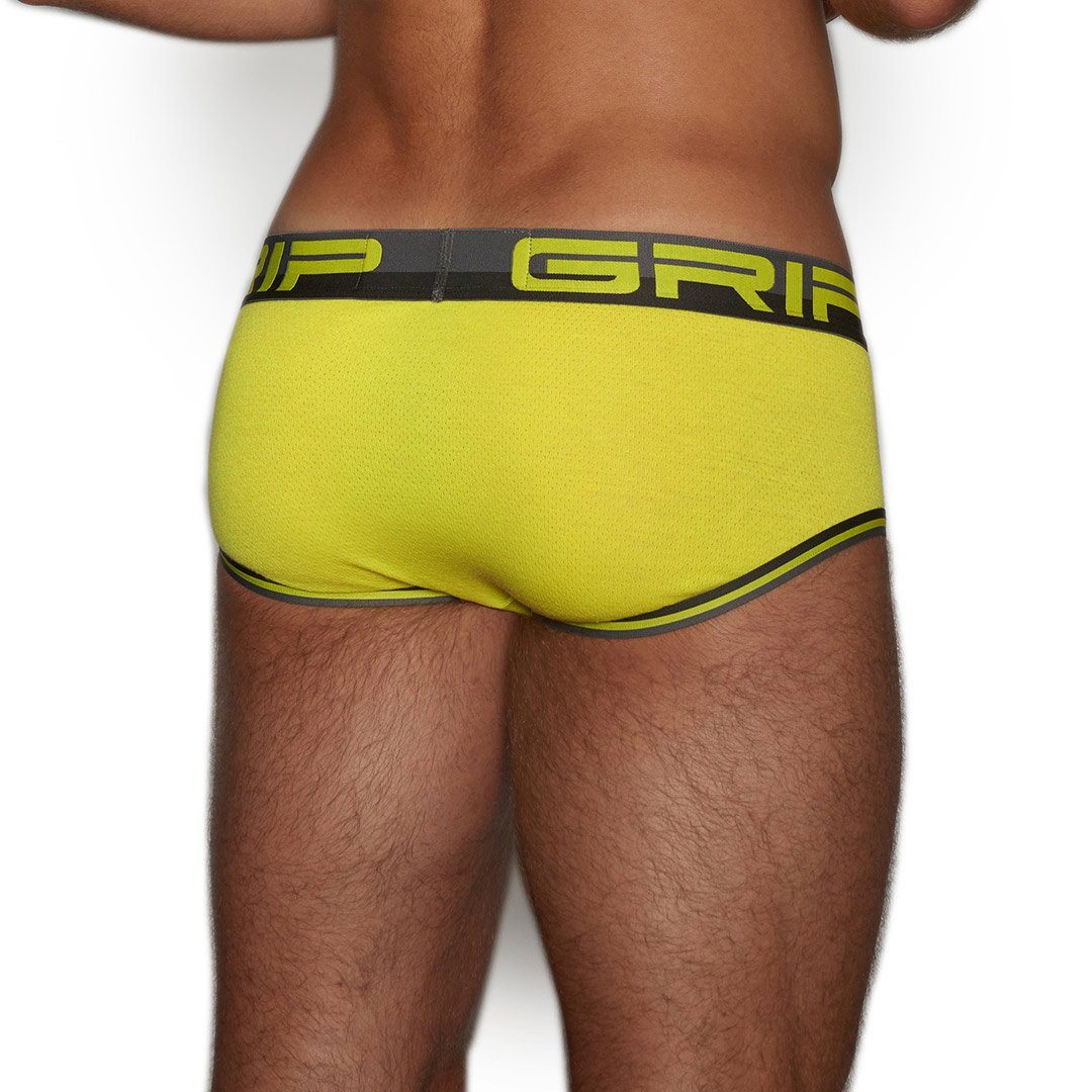 c-IN2 Sulphur Yellow Grip Mesh Mide Rise Brief