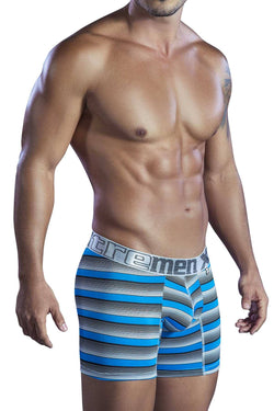 XTREMEN Blue/Black/Grey Stripe Microfiber Classic Boxer Brief thumbnail 2