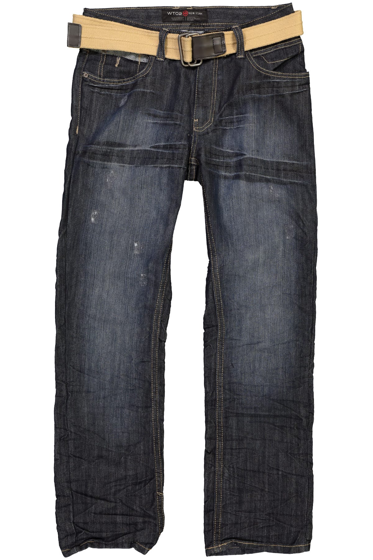 WT02 Dark Sand Blue Khaki Belted Jean