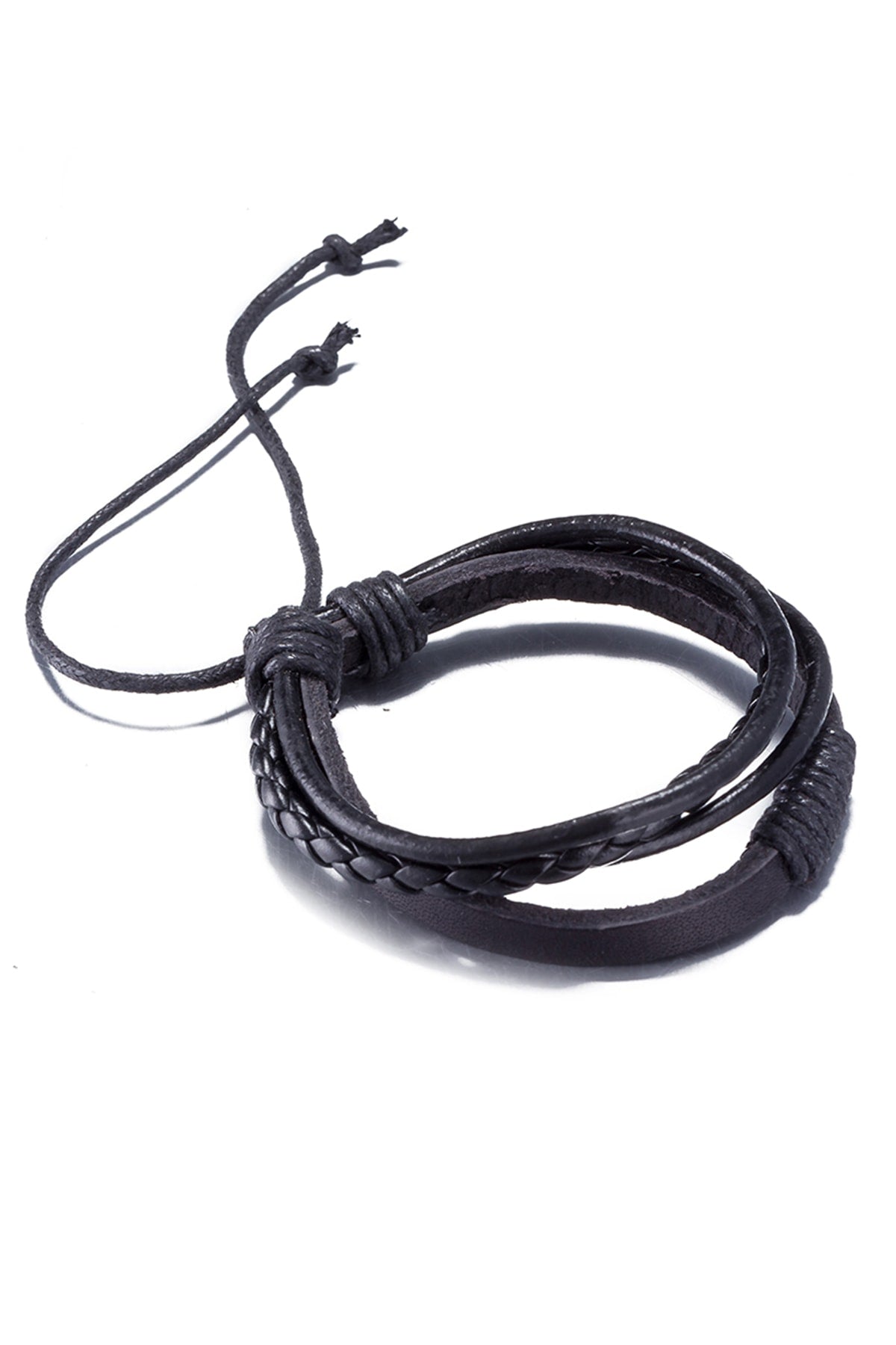Black Vintage Fashion Strap Leather Rope Wristband Bracelet