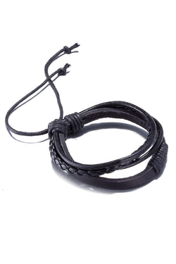 Black Vintage Fashion Strap Leather Rope Wristband Bracelet thumbnail 1
