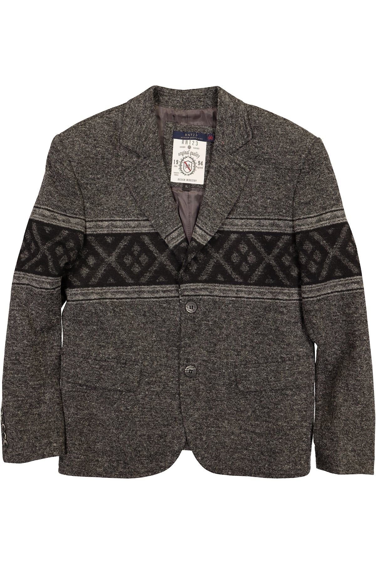 RNT23 Grey Printed Contrast Blazer