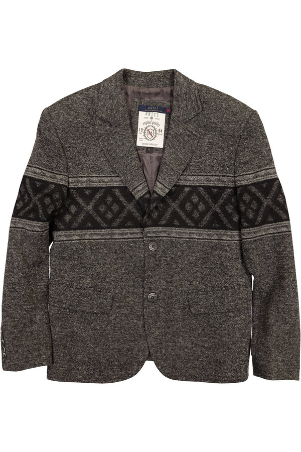 RNT23 Grey Printed Contrast Blazer