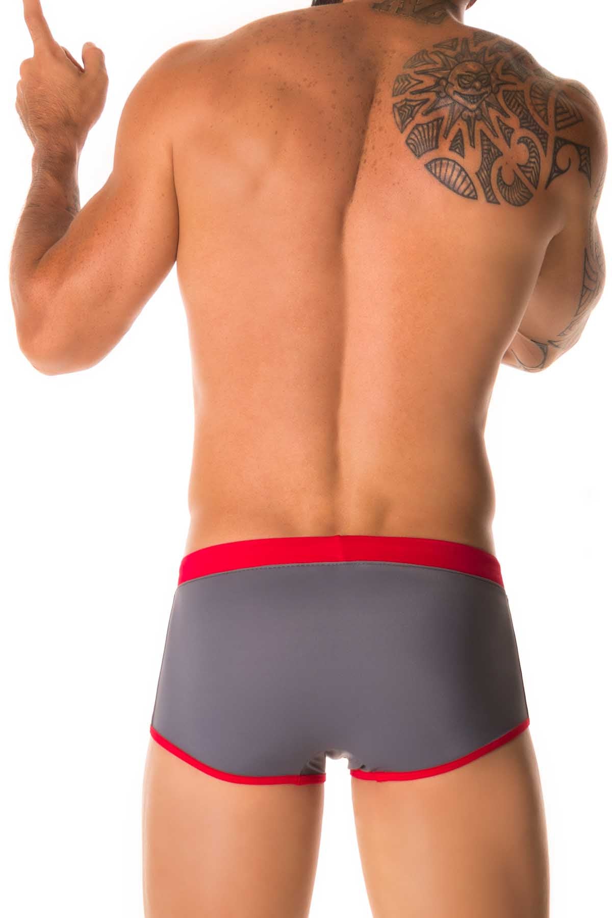 Jor Grey & Red Sport Swimwear Boxer