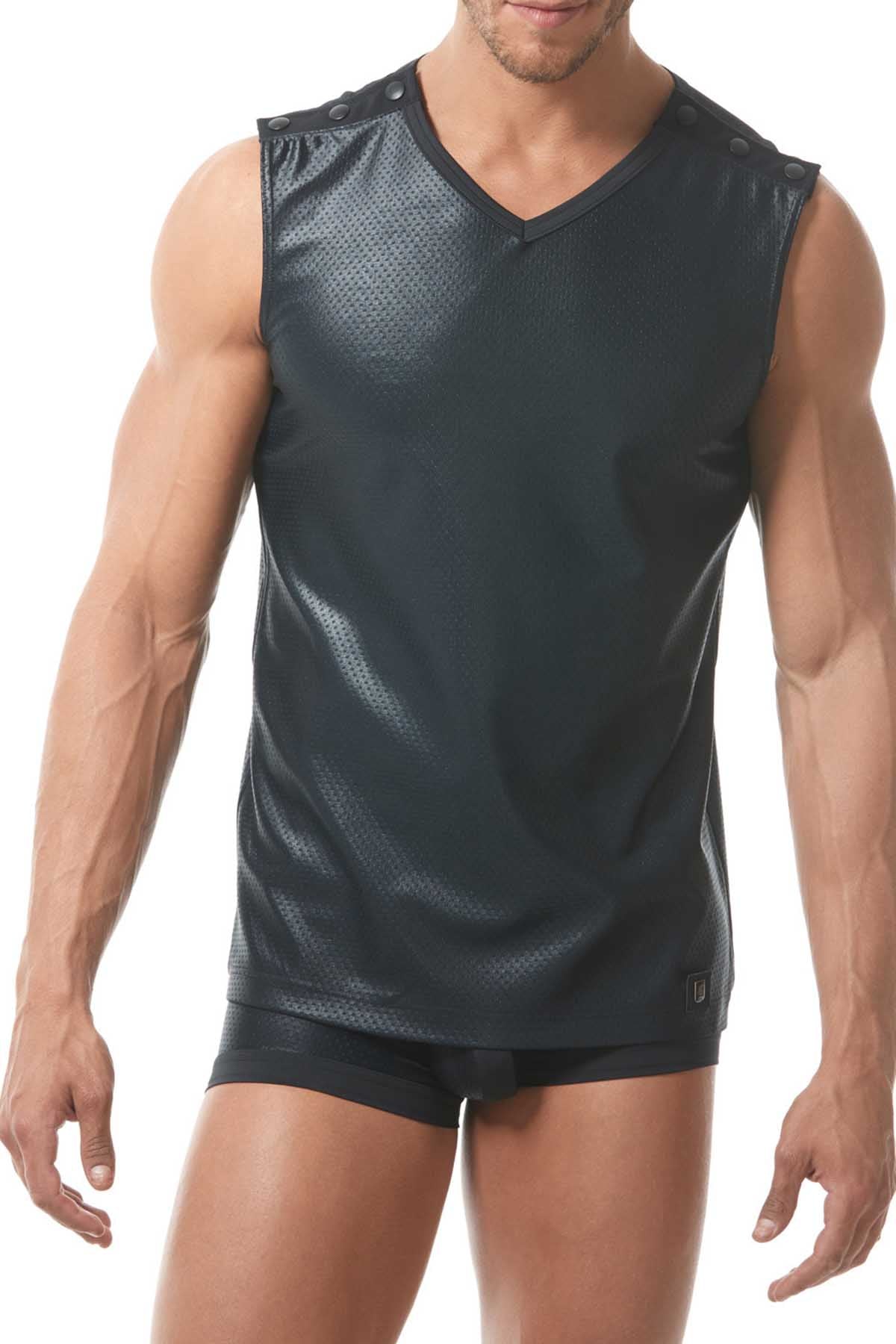 Gregg Homme Black Reveal Italian Jacquard Muscle Top