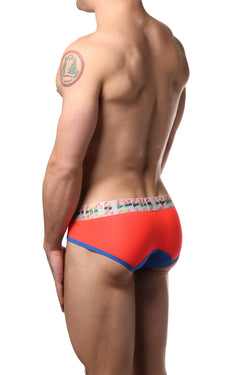 EppureLuca Blue/Orange Alessandro Low-Rise Color-Blocked Brief thumbnail 2