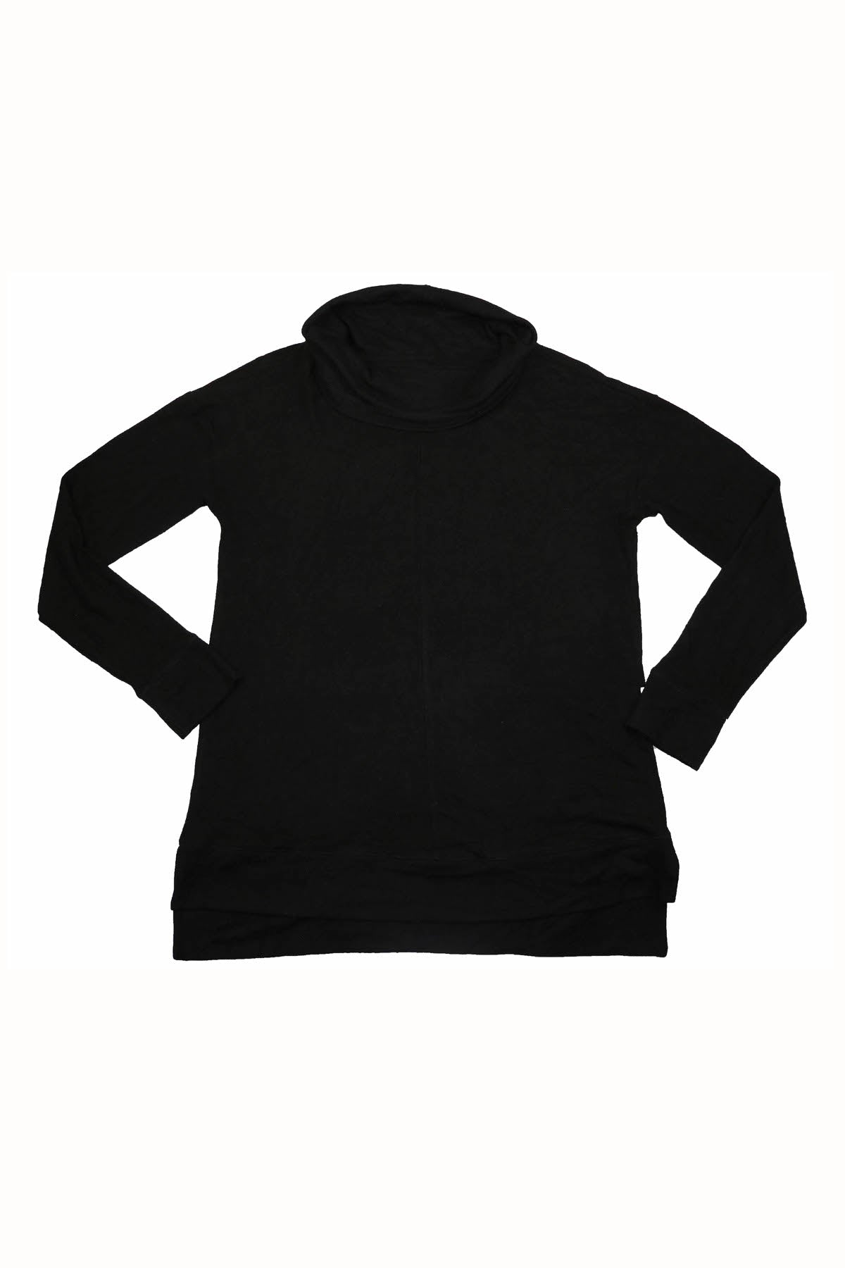 Alfani Intimates Black Brushed Fleece Cowl-Neck Pajama Top
