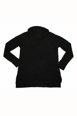 Alfani Intimates Black Brushed Fleece Cowl-Neck Pajama Top thumbnail 2