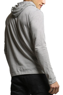 00 Nothing Grey Stripe Flower Flood Hooded Shirt thumbnail 3
