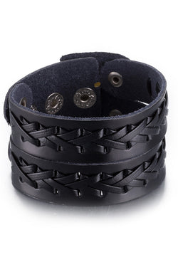 Black Leather Bradded Wrapped Bracelet thumbnail 1