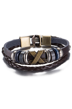 Vintage Brown Cross Leather Bracelet thumbnail 1