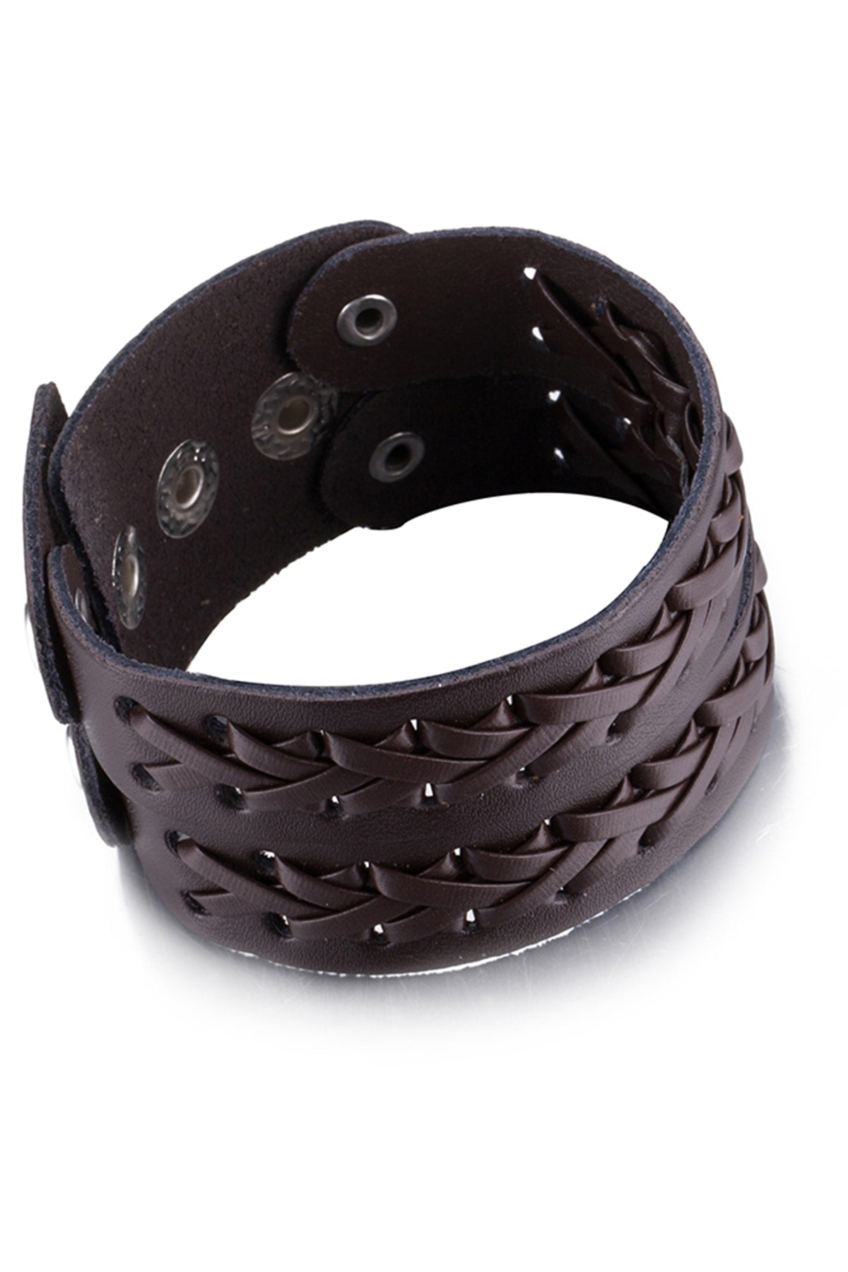 Brown Leather Bradded Wrapped Bracelet