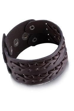 Brown Leather Bradded Wrapped Bracelet thumbnail 2