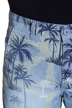 Pop Icon Blue Palms Floral Flat Front Short thumbnail 4