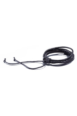 Black Vintage Fashion Strap Leather Rope Wristband Bracelet thumbnail 2