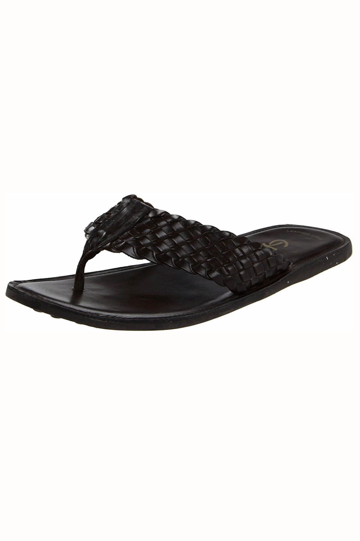 GBX Dark-Brown Leather Vamp Thong Sandal