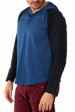 Filthy Etiquette Blue Casey Henley Hoodie thumbnail 3