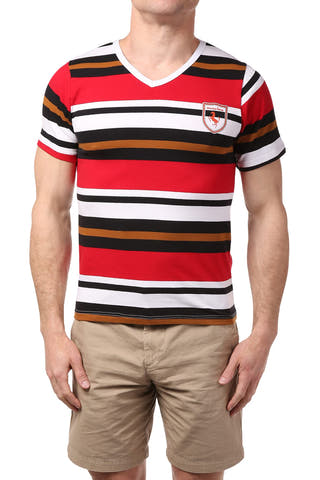 Manview Red Striped V-Neck Tee