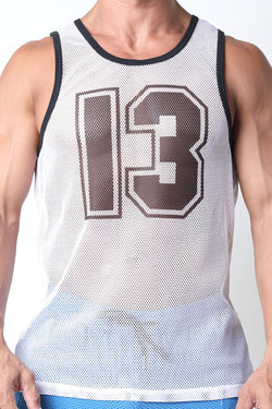 cellBlock 13 White Halfback Mesh Tank Top thumbnail 1