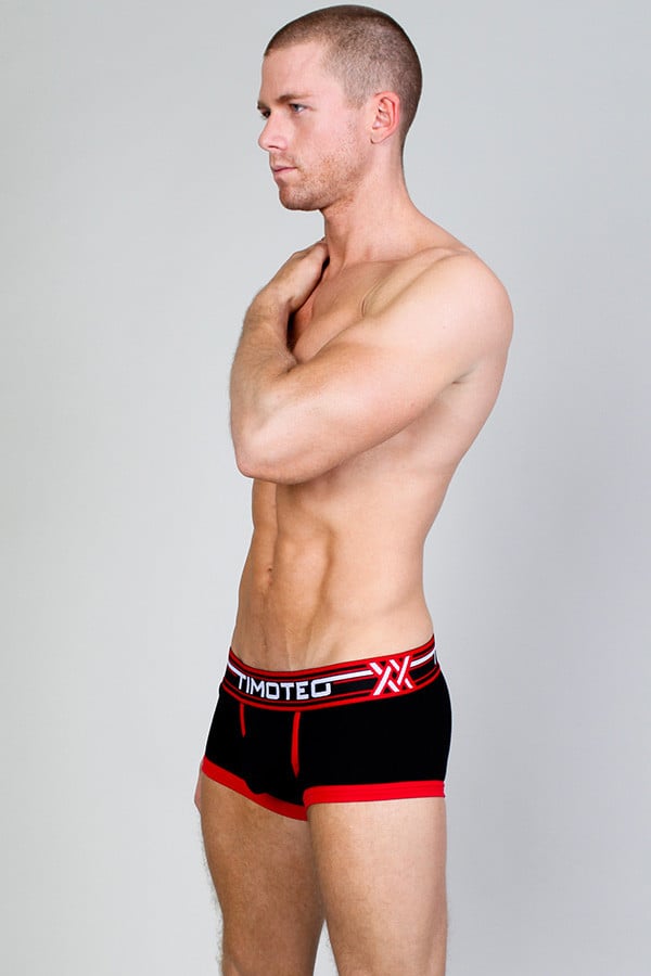 Timoteo Black Double Crossed Boxer Trunk
