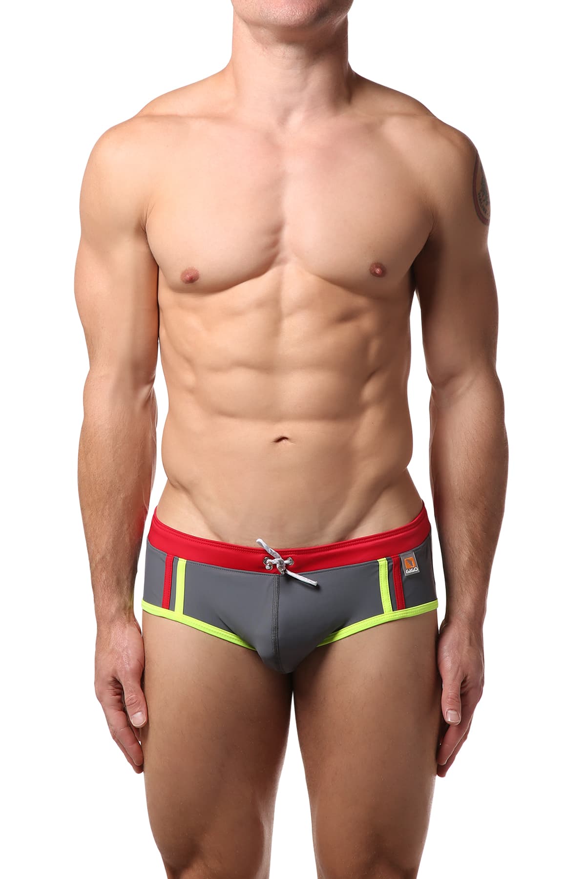 Gigo Grey & Red Active Swim Brief