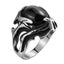 Gomaya Retro Black Onyx Hollow Stainless Steel Ring