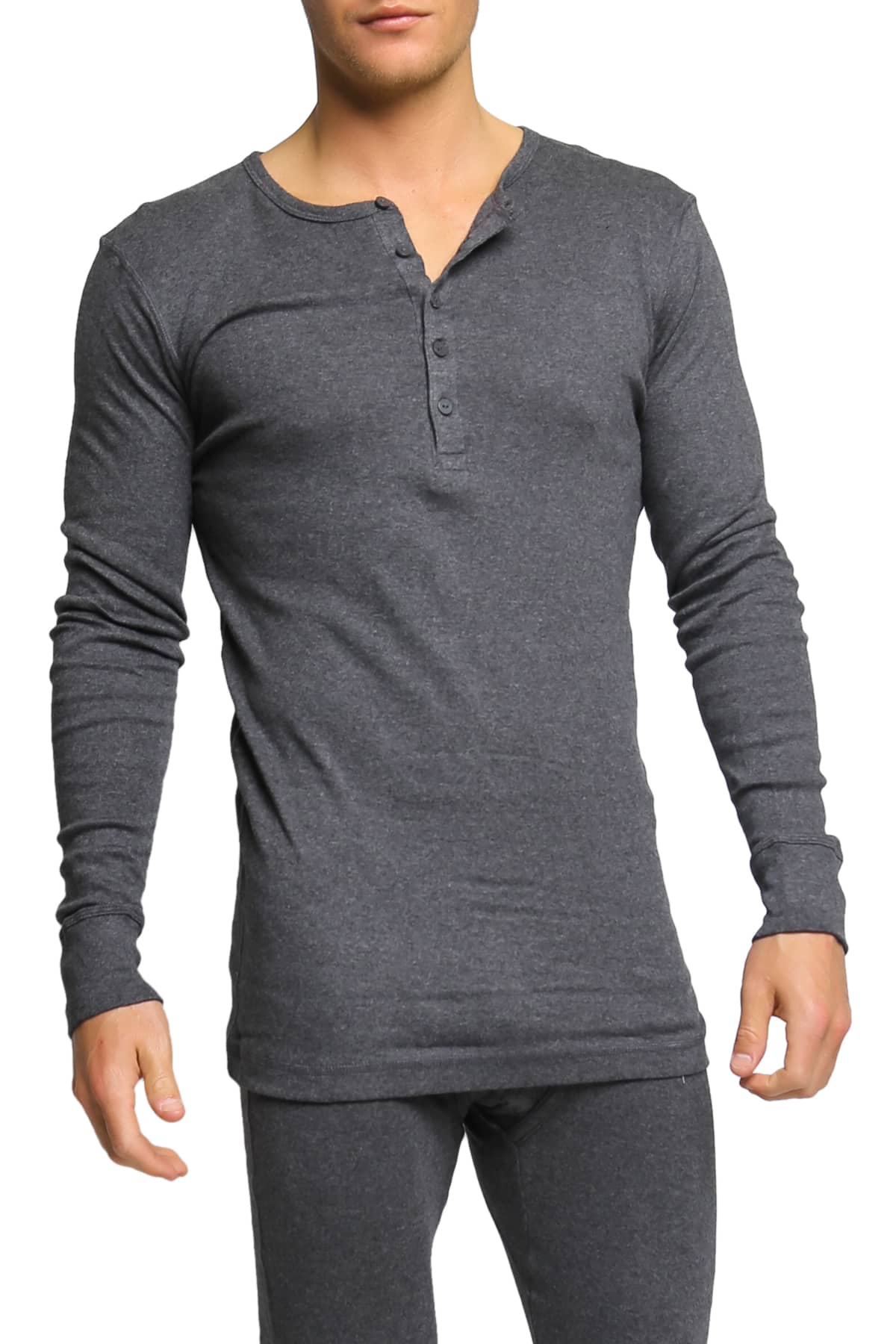 2(X)IST Charcoal Essential Long Sleeve Henley