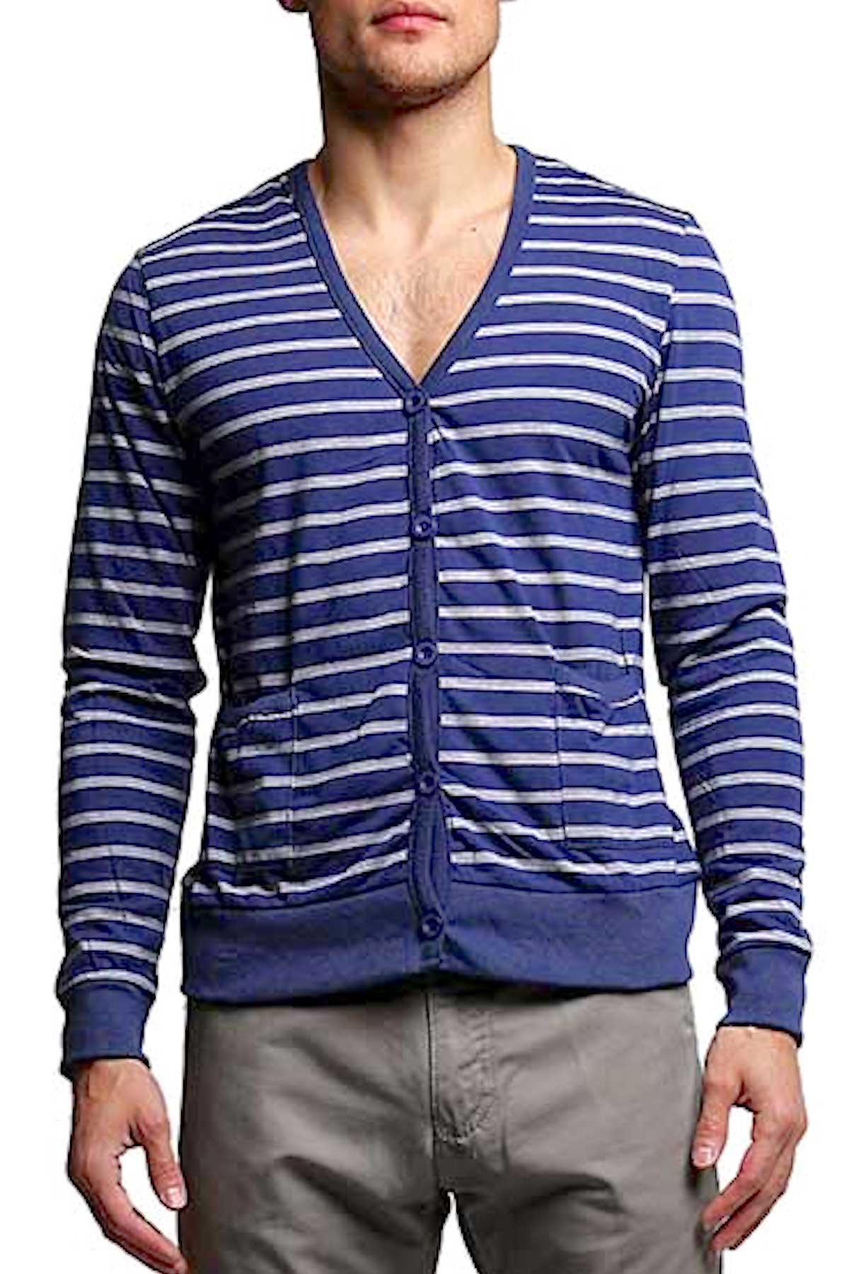 Something Strong Blue & White Something Scholarly  Cardigan