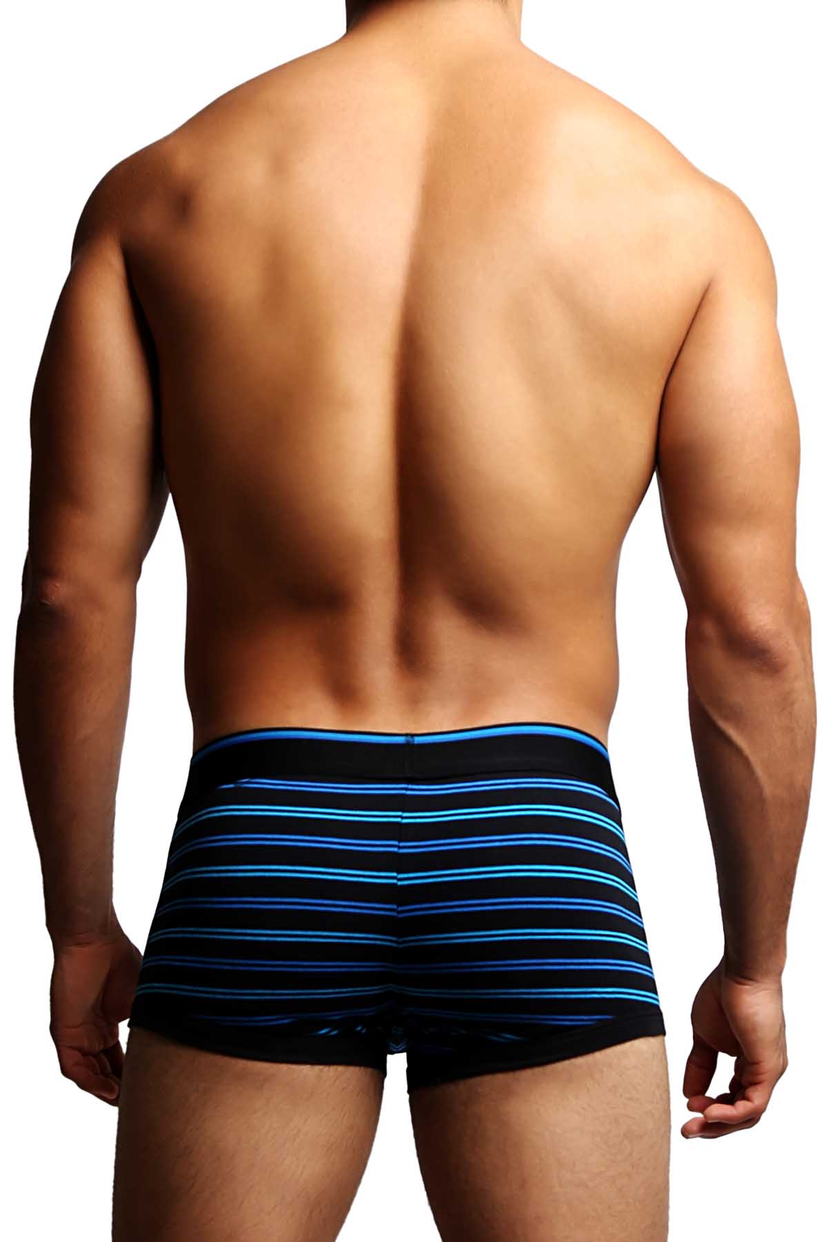 2-Pack Black & Blue Stripes Stretch Brazilian Trunks