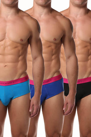 2(X)IST Dark Blue/Black/Light Blue Essential Contour Pouch Brief 3-Pack