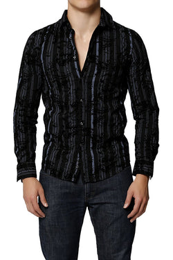 VintageRed Black Flourish Stripe Shirt thumbnail 1