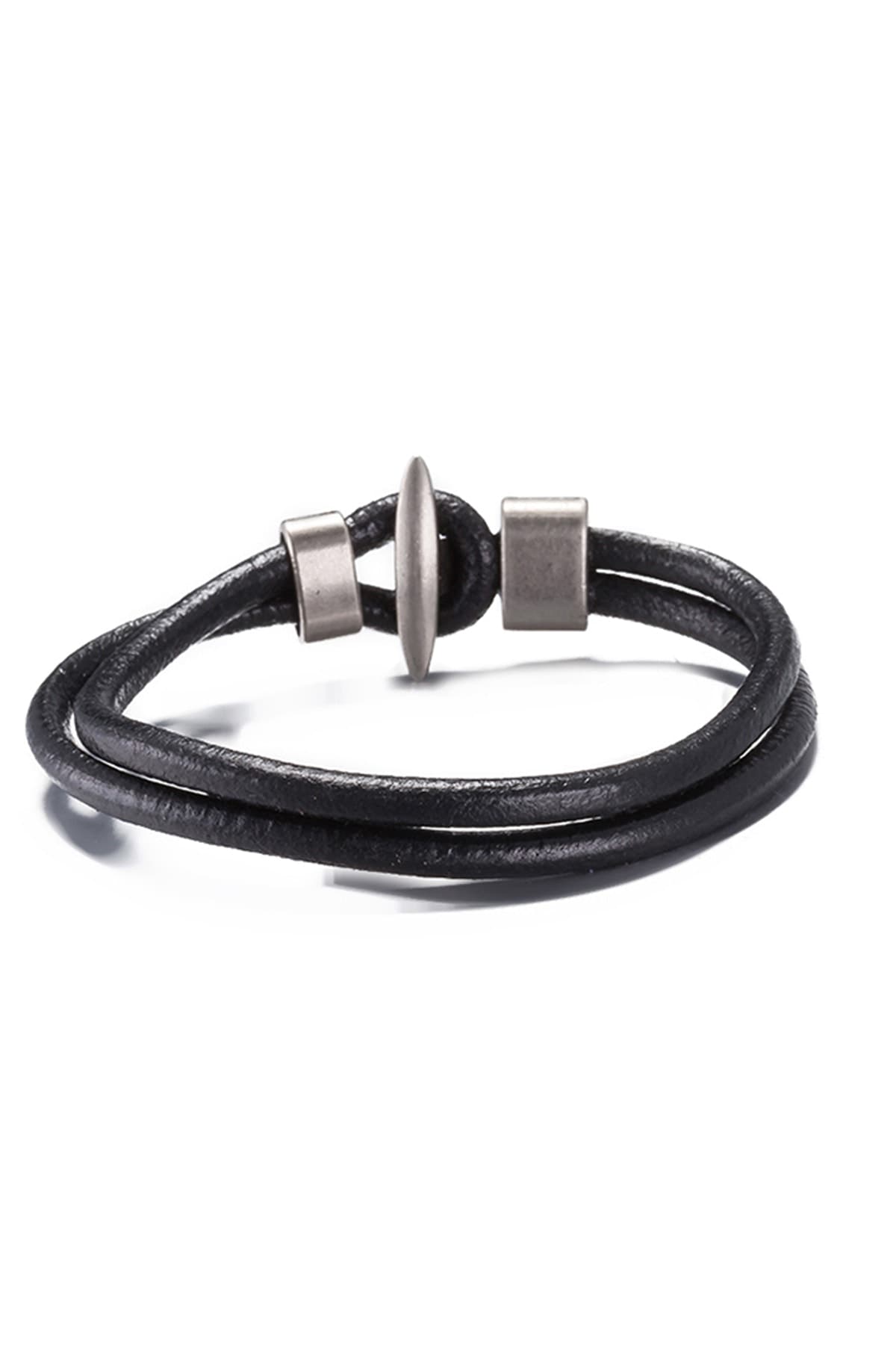 Black Leather Infinity Bracelet