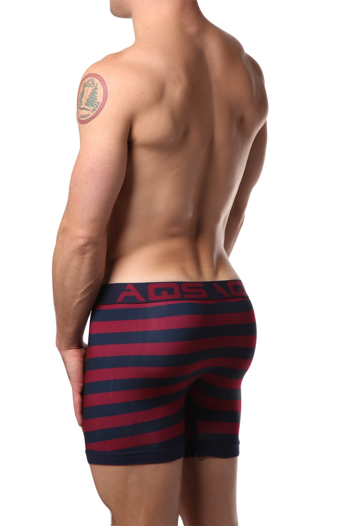AQS 3pk Teal, Black & Burgundy Stripe Boxer Brief