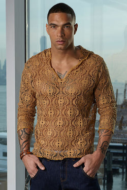P.O.V. Beige Circular Mesh Hoodie thumbnail 1