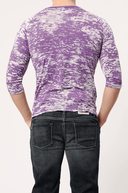 Y.M.L.A. Purple Burnout V-Neck 3/4 Length Tee thumbnail 2