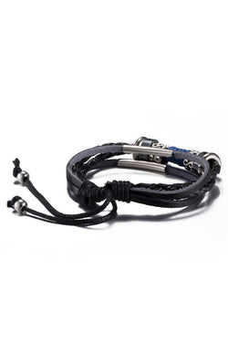 Black Leather Infinity Charm Bracelet thumbnail 3