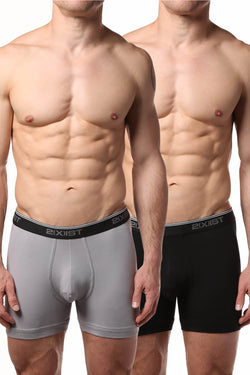 2(X)IST Black/Grey Stretch No-Show Boxer Brief 2-Pack thumbnail 1