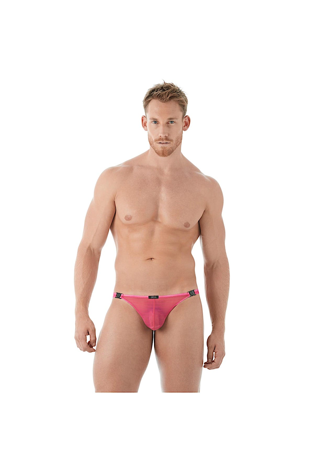 Gregg Homme Pink Mesh Suspender C-Ring Thong