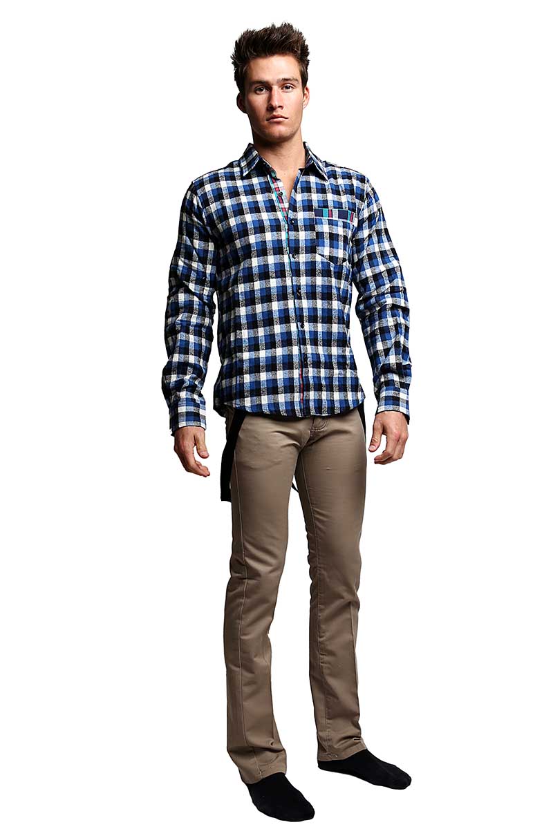 Something Strong Blue Something-False Button-Up