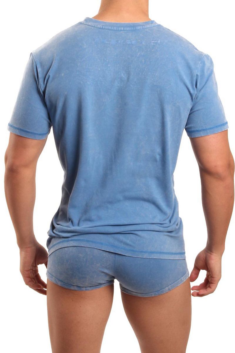 Papi Blue Swept Mineral-Wash V-Neck Tee