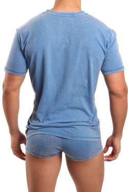Papi Blue Swept Mineral-Wash V-Neck Tee thumbnail 2