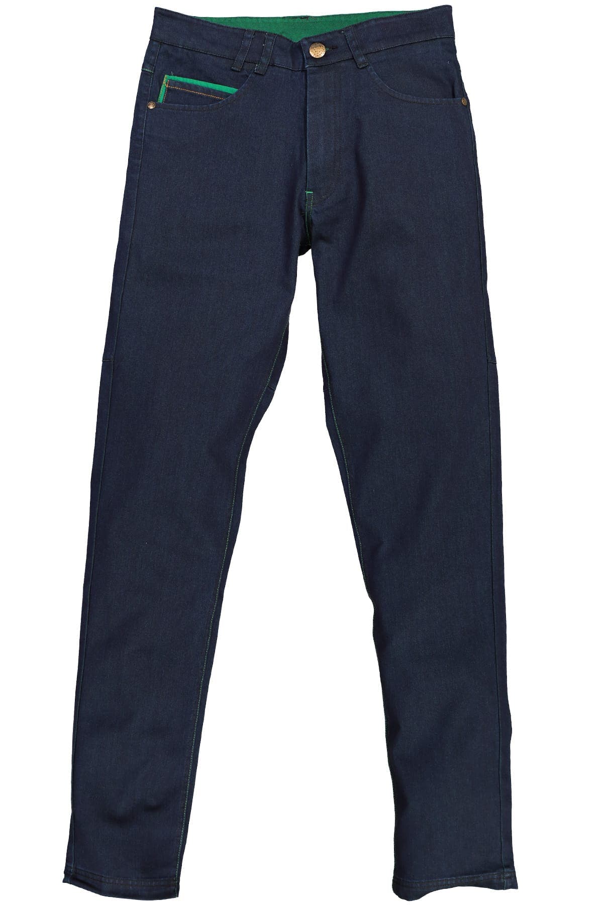 Smash Navy Blue & Green Stitch Denim Pant