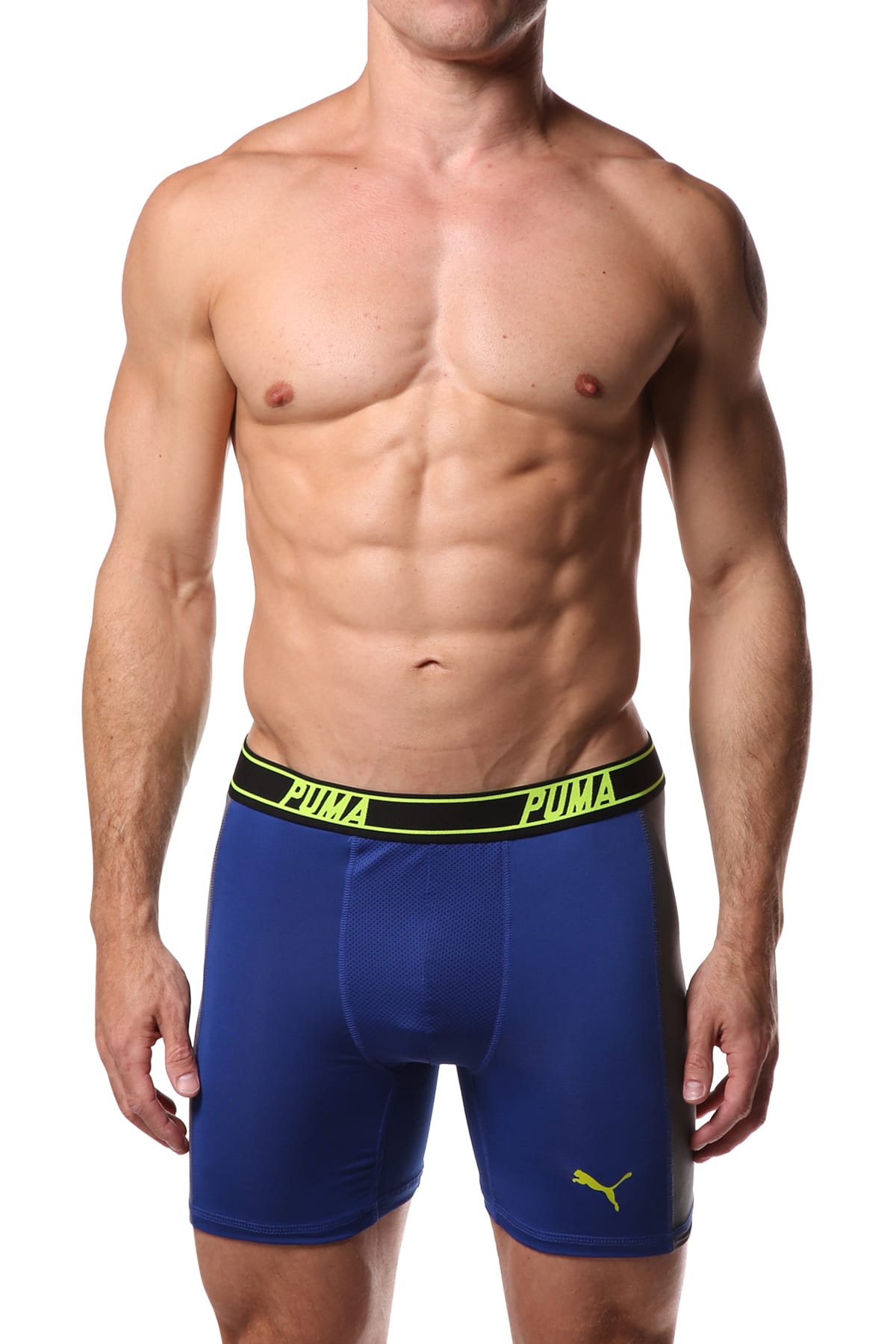 PUMA Blue & Grey Solid Side Panel Boxer Brief