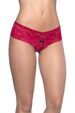 Oh La La Cheri Red Lace Peek-a-boo Tanga thumbnail 2