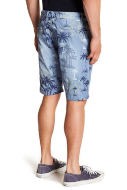 Pop Icon Blue Palms Floral Flat Front Short thumbnail 2