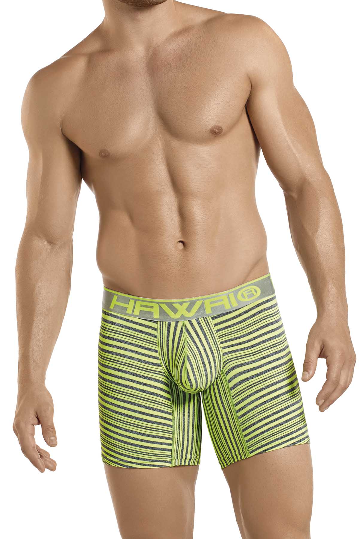 Hawai Lime Green & Grey Stipe Boxer